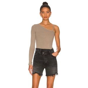 PISTOLA Criss Cross  High Waist Black Distressed Shorts